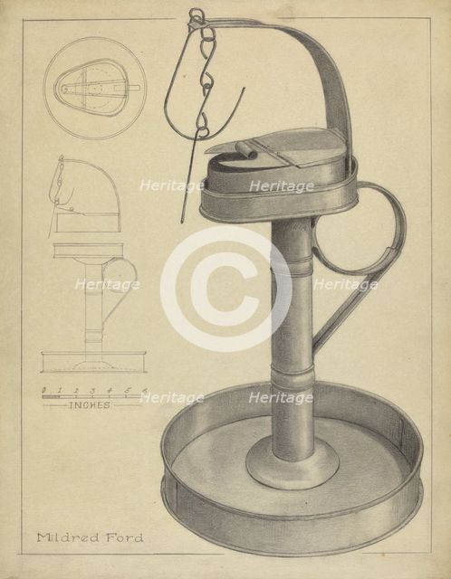 Betty Lamp and Stamp, c. 1936. Creator: Mildred Ford.