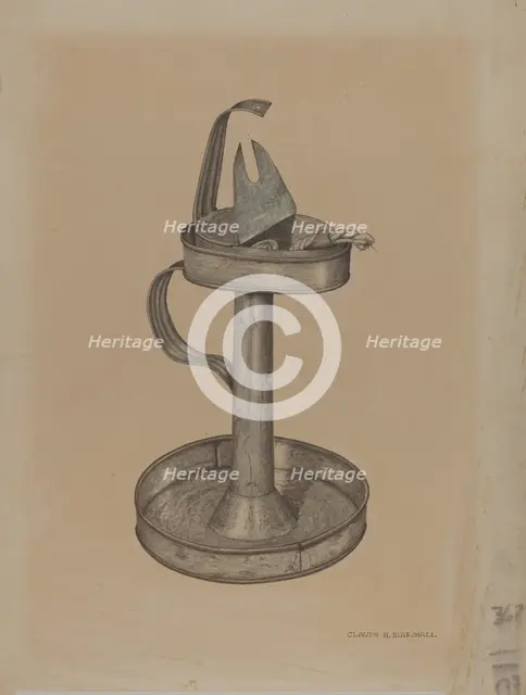 Betty Lamp and Stand, c. 1940. Creator: Claude Marshall.