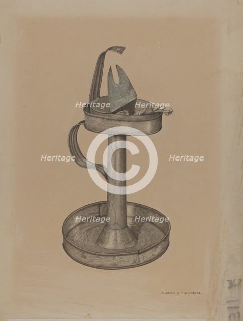 Betty Lamp and Stand, c. 1940. Creator: Claude Marshall.