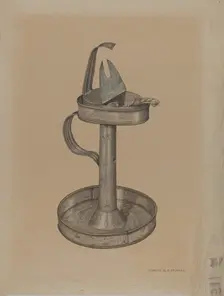 Betty Lamp and Stand, c. 1940. Creator: Claude Marshall