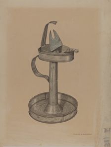 Betty Lamp and Stand, c. 1940. Creator: Claude Marshall