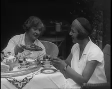 Betty May Nuthall Shoemaker, the British World Top Female Tennis Player, Drinking Tea..., 1920. Creator: British Pathe Ltd