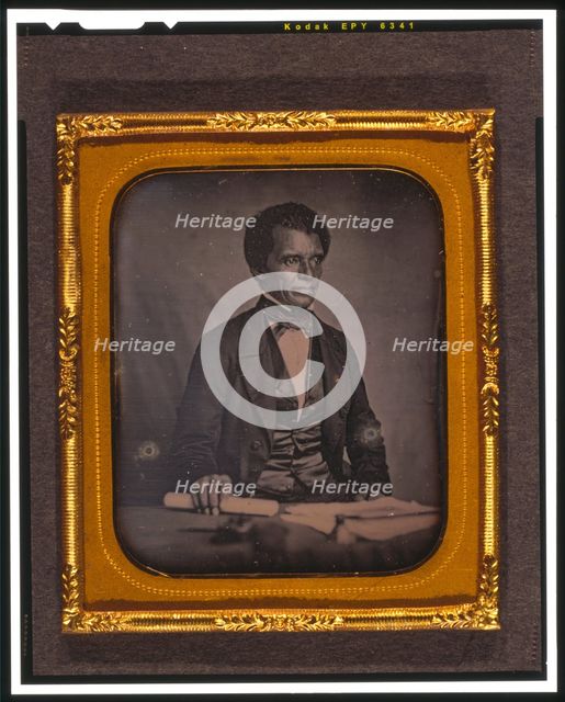 Beverly Page Yates, half-length portrait, facing slightly right, seated..., between 1856 and 1858. Creator: Augustus Washington.