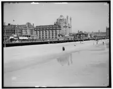 Beach and boardwalk, Atlantic City, N.J., c1908. Creator: Unknown