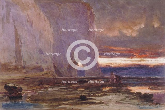 'Beach and Cliffs', 19th century.    Artist: Edwin Ellis