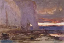 Beach and Cliffs 19th century. Artist: Edwin Ellis