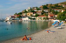 Beach, Assos, Kefalonia, Greece. Creator: Peter Thompson