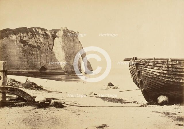 Beach at Etretat, 1870s. Creator: Unknown.