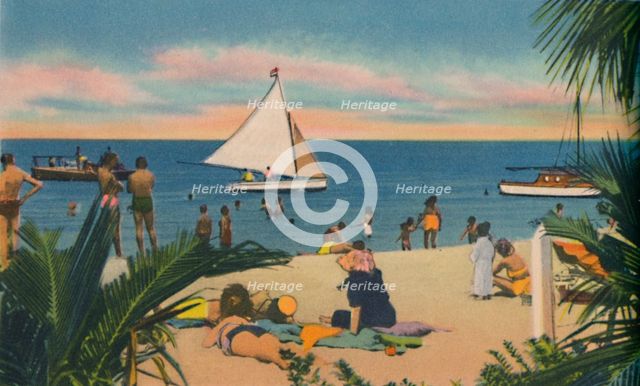 'Beach at Pradomar. 20 minutes from Barranquilla', c1940s. Artist: Unknown.