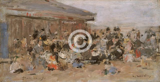 'Beach at Trouville', 1890. Creator: Eugene Louis Boudin.