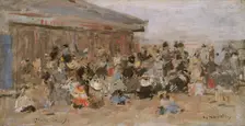 Beach at Trouville 1890. Creator: Eugene Louis Boudin