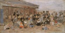 Beach at Trouville 1890. Creator: Eugene Louis Boudin