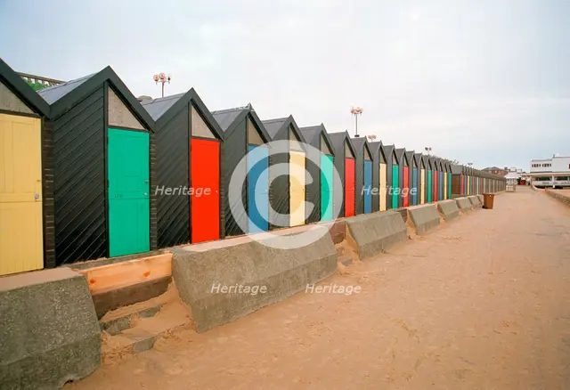 Beach huts, Lowestoft, Suffolk, 2000. Artist: P Williams