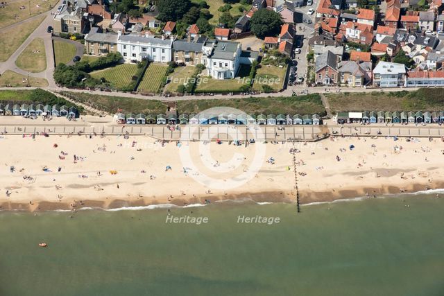 Beach huts on the seafront, Southwold, Suffolk, 2016. Creator: Damian Grady.