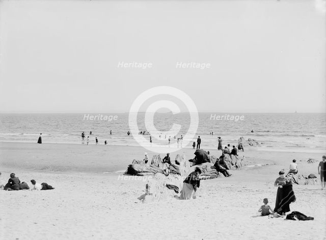 Beach in front of Sea Foam House, Old Orchard, Me., c1904. Creator: Unknown.