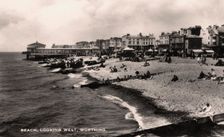 Beach, looking west, Worthing, Sussex, 1935