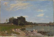 Beach landscape, bathing children, 1872. Creator: Berndt Lindholm