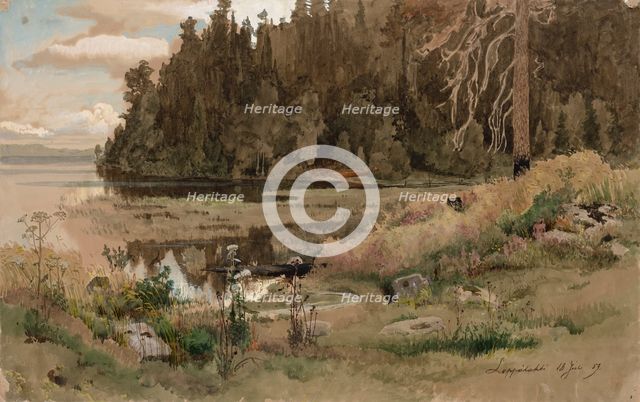 Beach landscape from Leppalahti, 1859. Creator: Werner Holmberg.