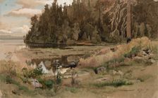 Beach landscape from Leppalahti, 1859. Creator: Werner Holmberg