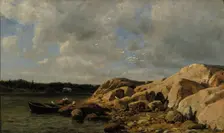 Beach landscape from the Bohuslän archipelago, 1875. Creator: Berndt Lindholm