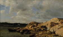 Beach landscape from the Bohuslän archipelago, 1875. Creator: Berndt Lindholm