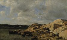 Beach landscape from the Bohuslän archipelago, 1875. Creator: Berndt Lindholm