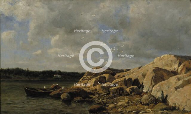 Beach landscape from the Bohuslän archipelago, 1875. Creator: Berndt Lindholm.
