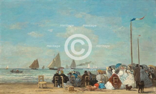 Beach Scene at Trouville, 1863. Creator: Eugene Louis Boudin.