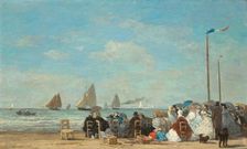 Beach Scene at Trouville, 1863. Creator: Eugene Louis Boudin