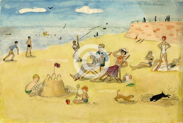 Beach scene, c1946. Creator: Shirley Markham.