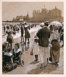 Beach Scene from Harper's Weekly, pub. 1900. Creator: William Thomas Smedley (1858 - 1920)