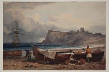 Beach Scene with Fishing Boats, between 1803 and 1852. Creator: Samuel Prout