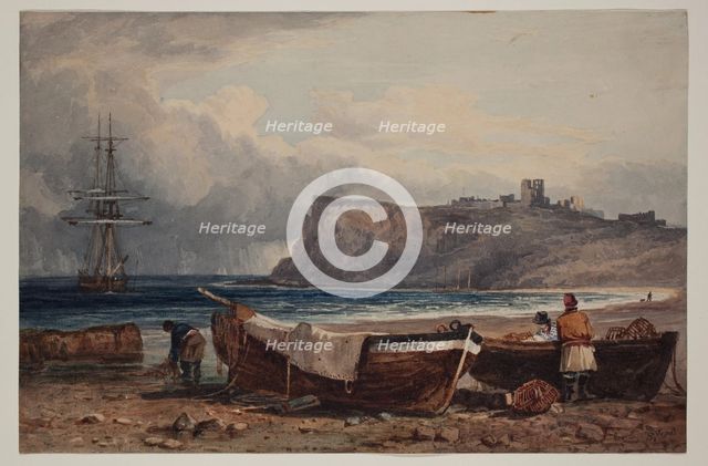 Beach Scene with Fishing Boats, between 1803 and 1852. Creator: Samuel Prout.