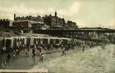 Beach Showing Pier & Metropole, Brighton late 19th-early 20th century. Creator: Unknown