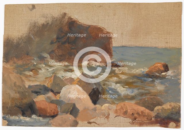 Beach stones; unfinished. Creator: Oscar Kleineh.