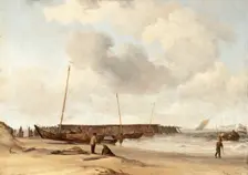 Beach with a Weyschuit Pulled up on Shore, c1673. Creator: Willem van de Velde the Younger