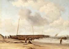 Beach with a Weyschuit Pulled up on Shore, c1673. Creator: Willem van de Velde the Younger