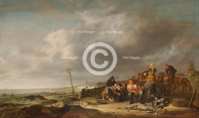 Beach with Fishermen, 1630-1653. Creator: Simon de Vlieger.