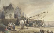 Beach view with boats and fishermen, 1832-1891. Creator: Herman Frederik Carel Ten Kate