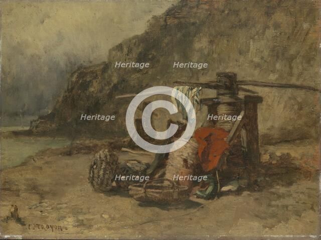 Beachscape with capstans, 1840-1865. Creator: Constant Troyon.