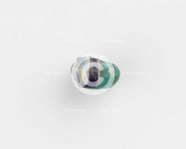 Bead, fragmentary; Translucent green and purple, New Kingdom, 1550-1196 BCE. Creator: Unknown.