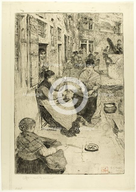 Bead Stringers, 1882. Creator: Otto Henry Bacher.