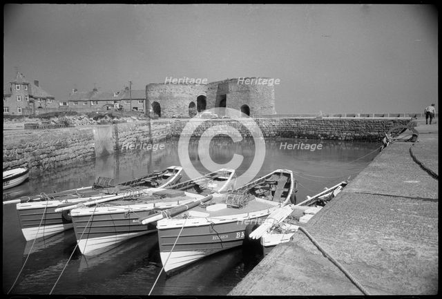 Beadnell Harbour piers, Beadnell, Northumberland, c1955-c1980. Creator: Ursula Clark.