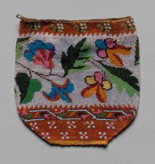 Beaded Bag (floral motif), 19th century. Creator: Unknown