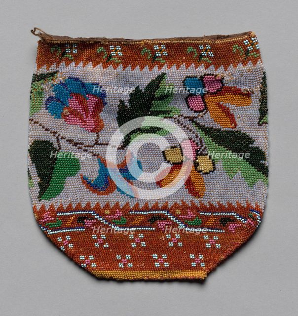 Beaded Bag (floral motif), 19th century. Creator: Unknown.
