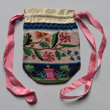 Beaded Bag (floral motif), 19th century. Creator: Unknown