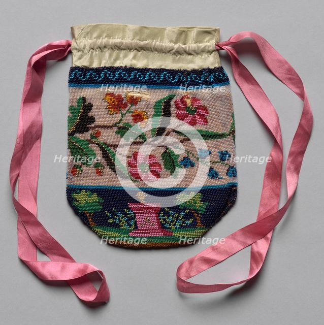 Beaded Bag (floral motif), 19th century. Creator: Unknown.