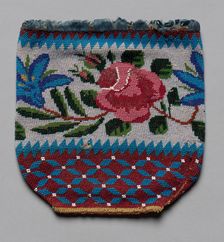 Beaded Bag (floral motif), early 19th century. Creator: Unknown