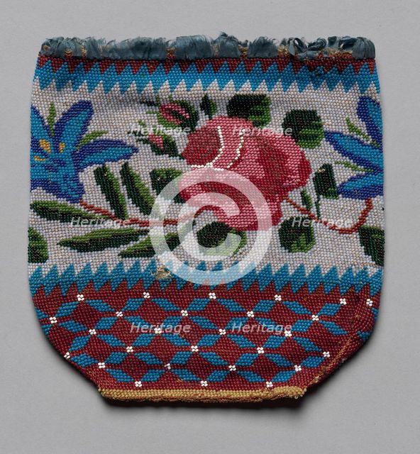 Beaded Bag (floral motif), early 19th century. Creator: Unknown.