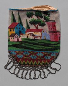 Beaded Bag (landscape scene), 19th century. Creator: Unknown